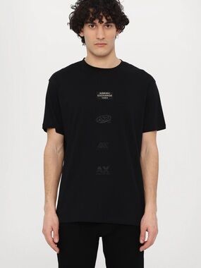 Armani Exchange Black Short-Sleeve Logo Tee